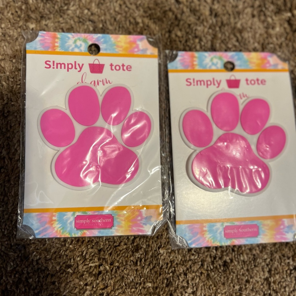 Simply Southern Pink Paw Print charms for totes